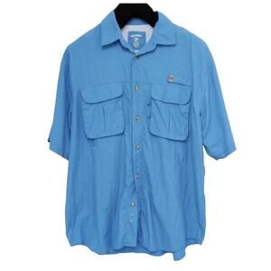 REEL LEGENDS Fishing Shirt  Men's Size XXL Light Blue Short Sleeve Vented